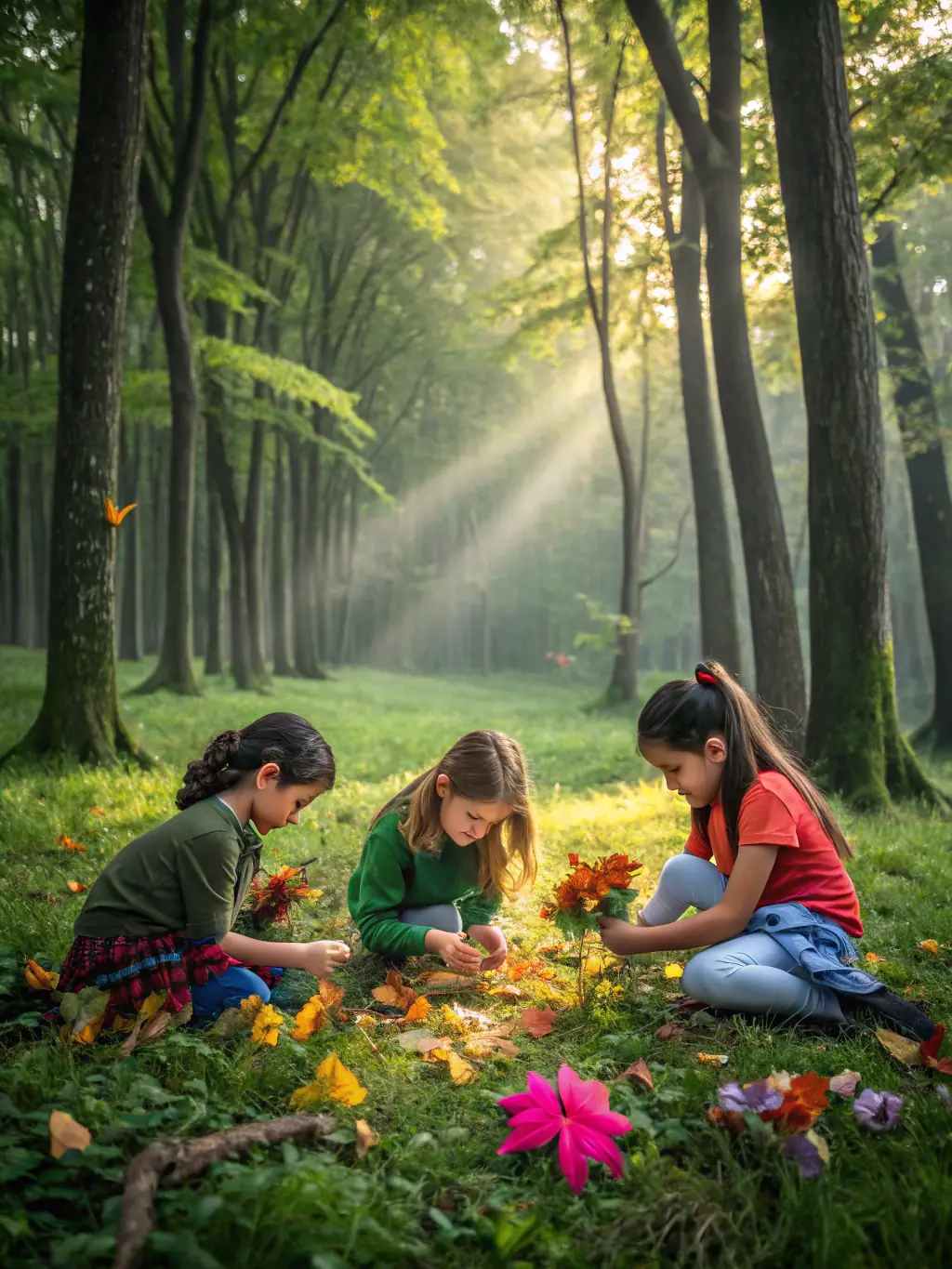 A vibrant photograph capturing a group of children participating in an outdoor art workshop organized by OCLGN, showcasing creativity and community engagement.